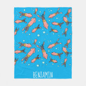 Cula funny pink squid cartoon pattern fleece deken (Voorkant)