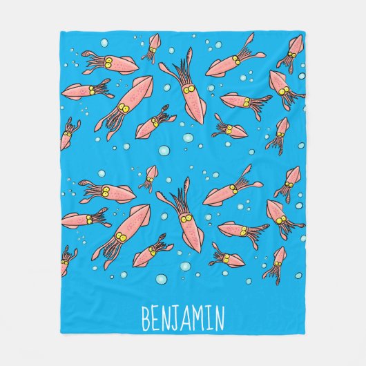 Cula funny pink squid cartoon pattern fleece deken (Voorkant)