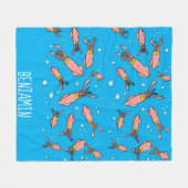 Cula funny pink squid cartoon pattern fleece deken (Voorkant (Horizontaal))