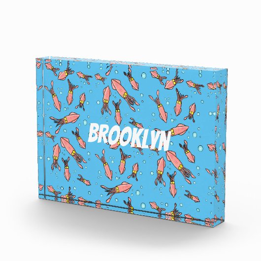 Cula funny pink squid cartoon pattern fotoblokken (Rechts)