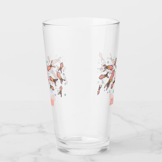 Cula funny pink squid cartoon pattern glas (Rechts)