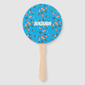 Cula funny pink squid cartoon pattern handwaaier (Achterkant)