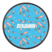 Cula funny pink squid cartoon pattern hockey puck (Voorkant)