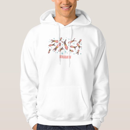 Cula funny pink squid cartoon pattern hoodie (Voorkant)