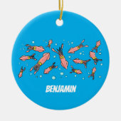 Cula funny pink squid cartoon pattern keramisch ornament (Voorkant)