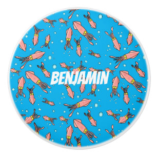 Cula funny pink squid cartoon pattern keramische knop