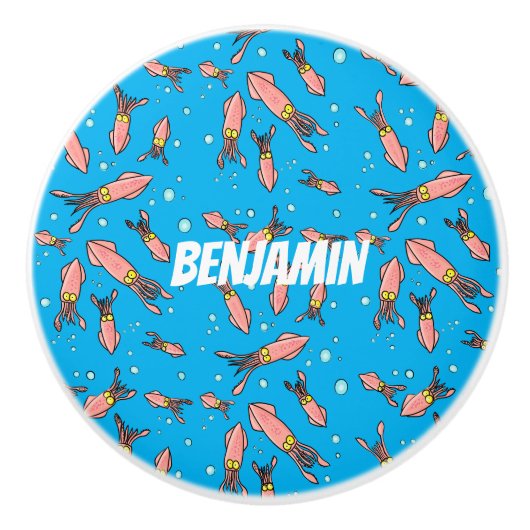 Cula funny pink squid cartoon pattern keramische knop (Voorkant)