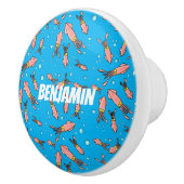 Cula funny pink squid cartoon pattern keramische knop (Rechts)