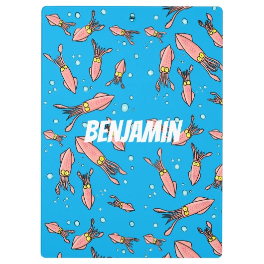 Cula funny pink squid cartoon pattern klembord (Achterkant)