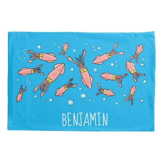 Cula funny pink squid cartoon pattern kussensloop (Achterkant)