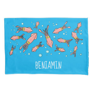 Cula funny pink squid cartoon pattern kussensloop