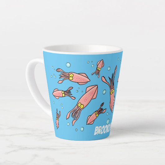 Cula funny pink squid cartoon pattern latte mok (Linkerhoek)