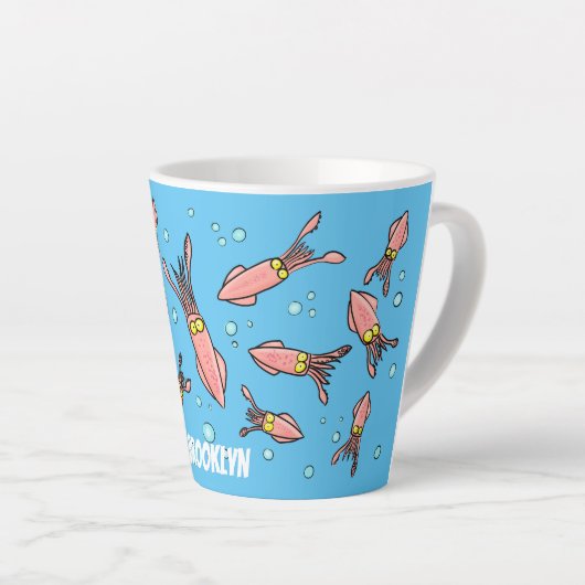 Cula funny pink squid cartoon pattern latte mok (Rechterhoek)