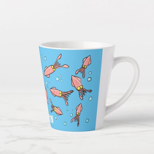 Cula funny pink squid cartoon pattern latte mok (Rechts)