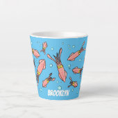 Cula funny pink squid cartoon pattern latte mok (Voorkant)