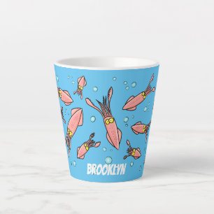 Cula funny pink squid cartoon pattern latte mok