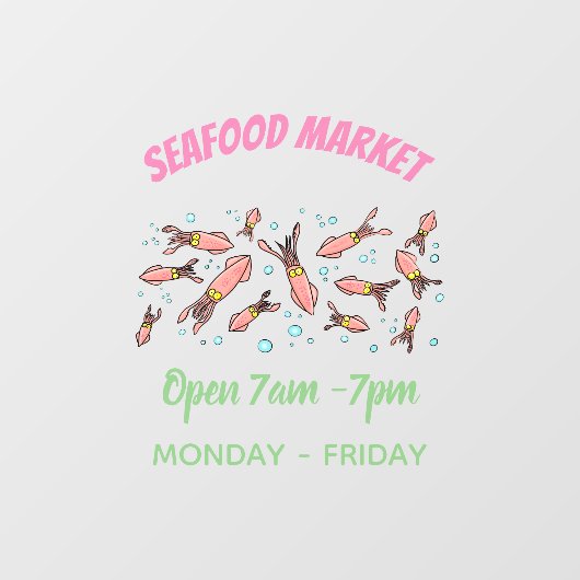 Cula funny pink squid cartoon pattern raamsticker (Vel)