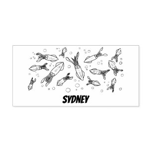 Cula funny pink squid cartoon pattern rubberstempel