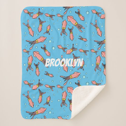 Cula funny pink squid cartoon pattern sherpa deken (Voorkant)