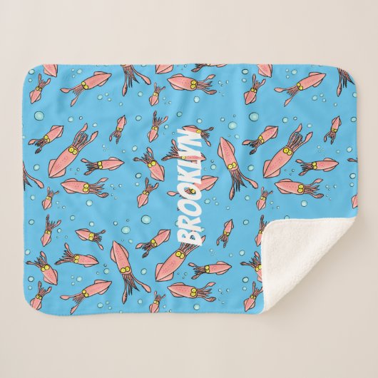 Cula funny pink squid cartoon pattern sherpa deken (Voorkant (horizontaal))