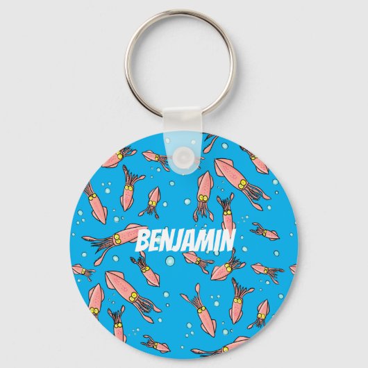 Cula funny pink squid cartoon pattern sleutelhanger (Voorkant)