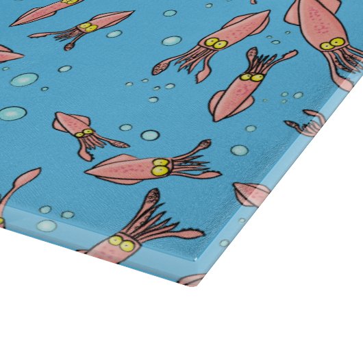 Cula funny pink squid cartoon pattern snijplank (Hoek)