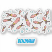 Cula funny pink squid cartoon pattern sticker (Voorkant)