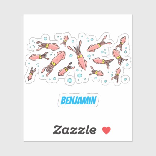Cula funny pink squid cartoon pattern sticker (Vel)