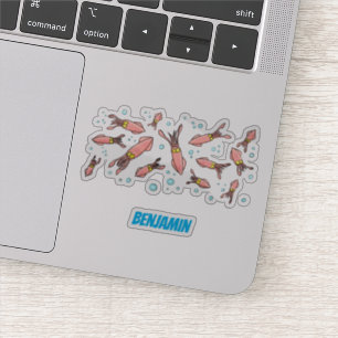 Cula funny pink squid cartoon pattern sticker