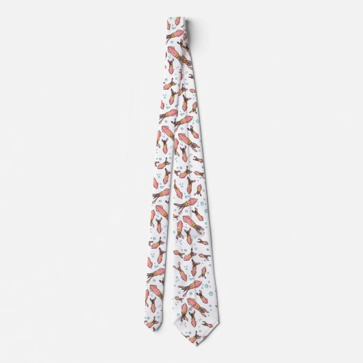 Cula funny pink squid cartoon pattern stropdas (Achterkant)