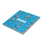 Cula funny pink squid cartoon pattern tegeltje (Zijkant)