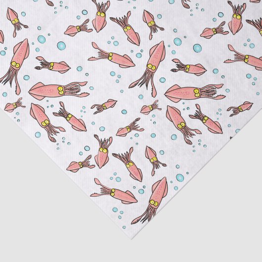Cula funny pink squid cartoon pattern tissuepapier (Detail)