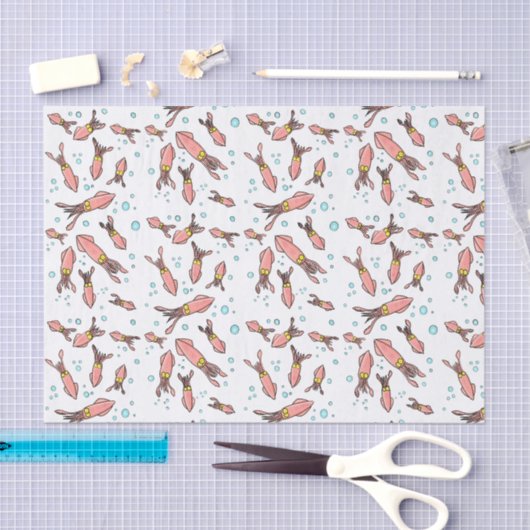 Cula funny pink squid cartoon pattern tissuepapier (Craft)