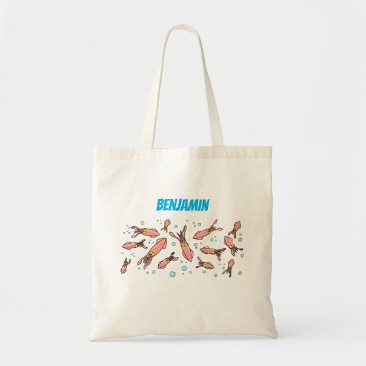 Cula funny pink squid cartoon pattern tote bag (Voorkant)