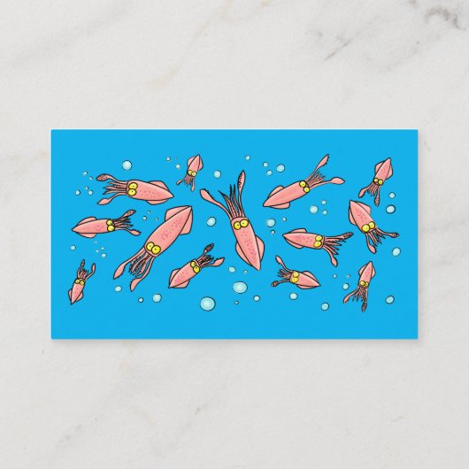 Cula funny pink squid cartoon pattern visitekaartje (Achterkant)