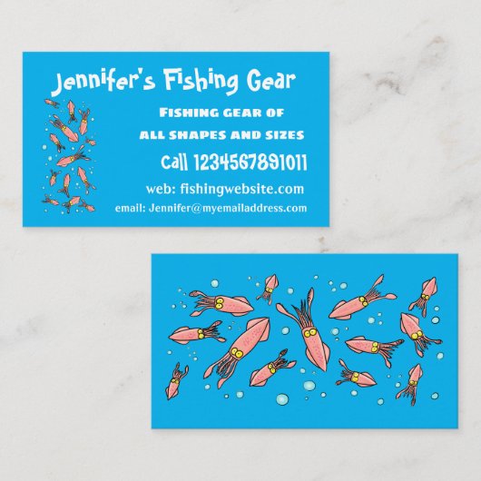 Cula funny pink squid cartoon pattern visitekaartje (Voorkant / Achterkant)