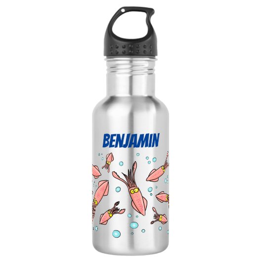 Cula funny pink squid cartoon pattern waterfles  (Voorkant)