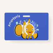 Cula happy clownfish anenome cartoon badge (Achterkant)