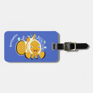 Cula happy clownfish anenome cartoon bagagelabel