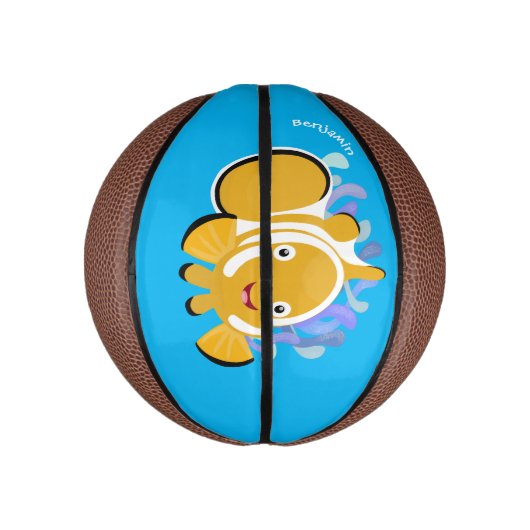 Cula happy clownfish anenome cartoon basketbal (Verticaal)