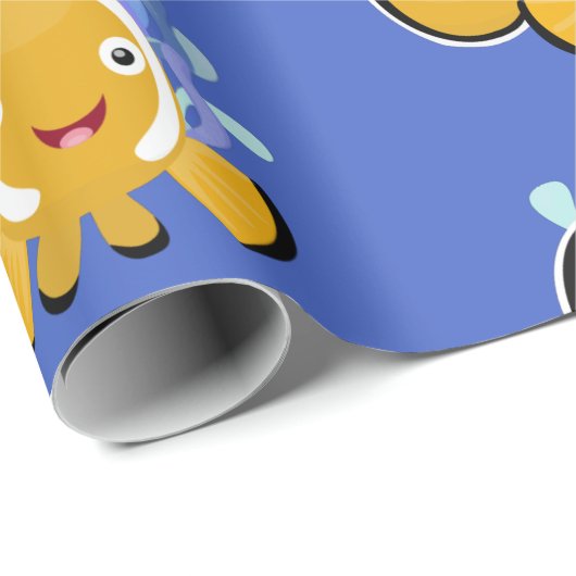 Cula happy clownfish anenome cartoon cadeaupapier (Rol Hoek)