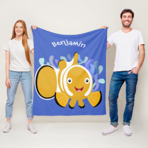 Cula happy clownfish anenome cartoon fleece deken