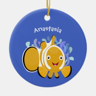 Cula happy clownfish anenome cartoon keramisch ornament