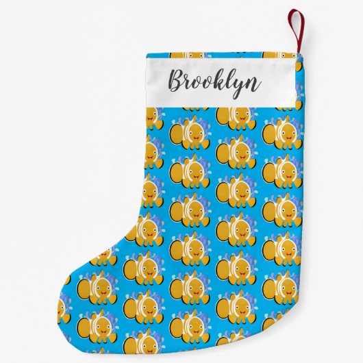 Cula happy clownfish anenome cartoon kleine kerstsok (Achterkant)