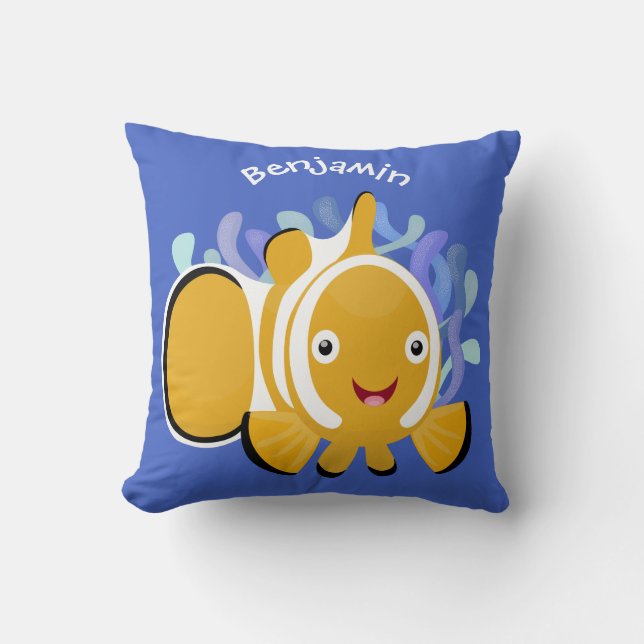 Cula happy clownfish anenome cartoon kussen (Voorkant)
