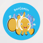 Cula happy clownfish anenome cartoon labels (Design 2)