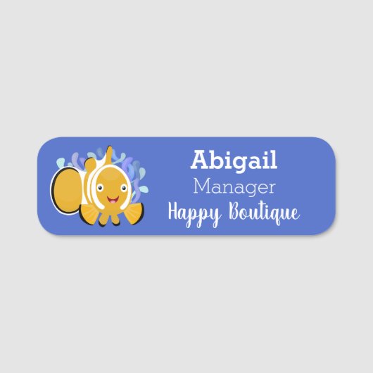 Cula happy clownfish anenome cartoon naamplaatje (Voorkant)