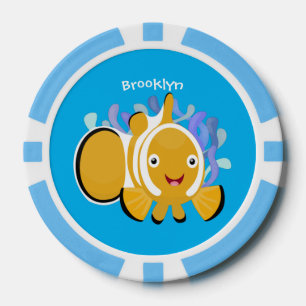 Cula happy clownfish anenome cartoon poker chips