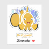 Cula happy clownfish anenome cartoon sticker (Vel)