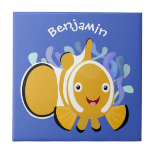 Cula happy clownfish anenome cartoon tegeltje
